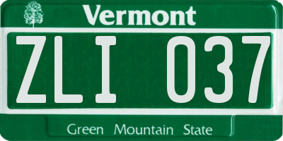 VT license plate ZLI037