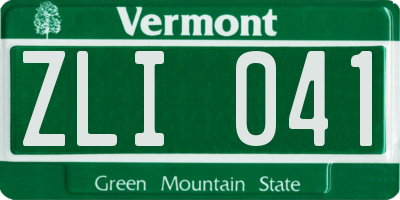 VT license plate ZLI041