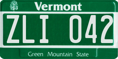 VT license plate ZLI042