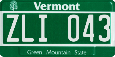 VT license plate ZLI043