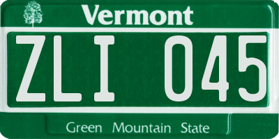 VT license plate ZLI045