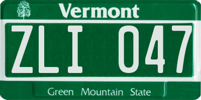 VT license plate ZLI047