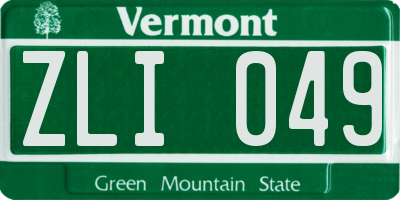 VT license plate ZLI049