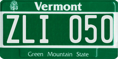 VT license plate ZLI050