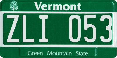 VT license plate ZLI053