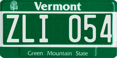 VT license plate ZLI054