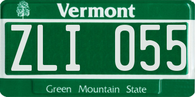 VT license plate ZLI055