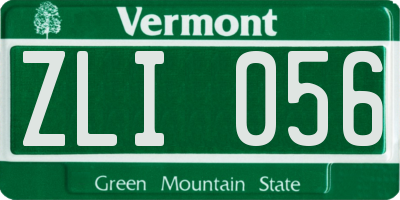 VT license plate ZLI056