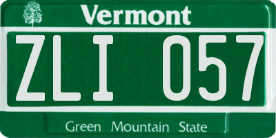 VT license plate ZLI057