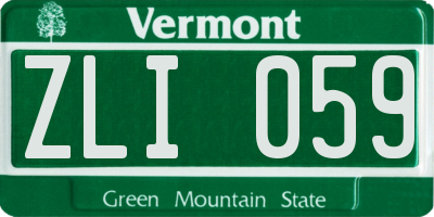 VT license plate ZLI059