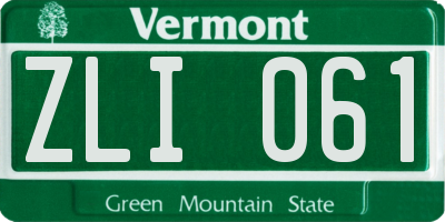 VT license plate ZLI061