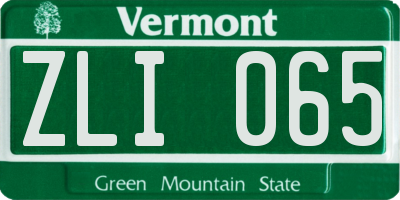 VT license plate ZLI065