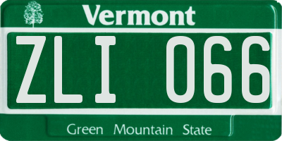 VT license plate ZLI066