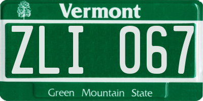 VT license plate ZLI067