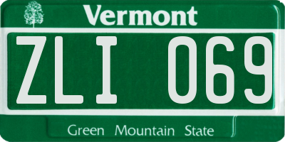 VT license plate ZLI069