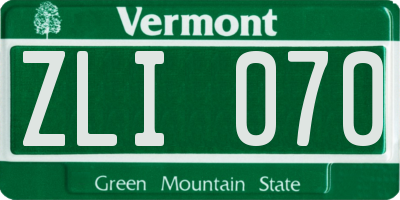 VT license plate ZLI070
