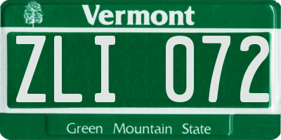 VT license plate ZLI072