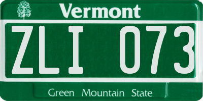 VT license plate ZLI073