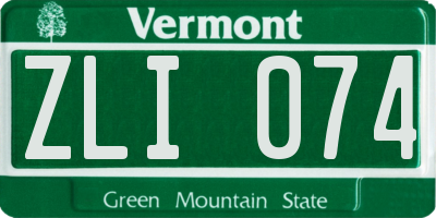 VT license plate ZLI074