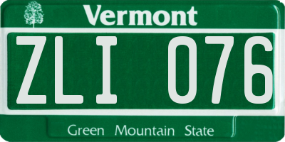 VT license plate ZLI076