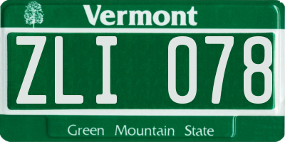 VT license plate ZLI078