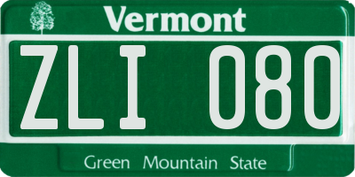 VT license plate ZLI080