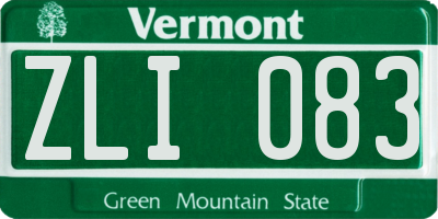 VT license plate ZLI083