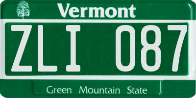 VT license plate ZLI087