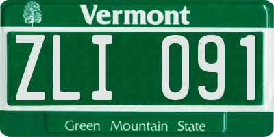 VT license plate ZLI091