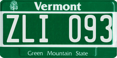 VT license plate ZLI093