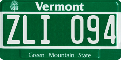 VT license plate ZLI094