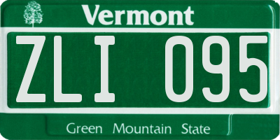 VT license plate ZLI095
