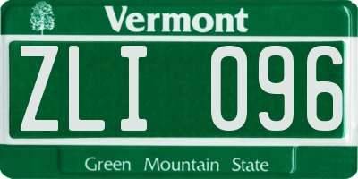 VT license plate ZLI096