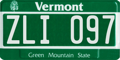 VT license plate ZLI097