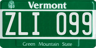 VT license plate ZLI099