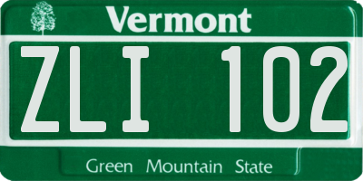 VT license plate ZLI102
