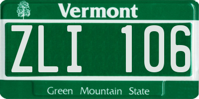VT license plate ZLI106