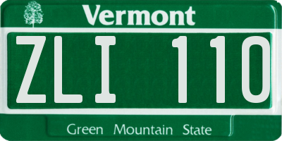 VT license plate ZLI110
