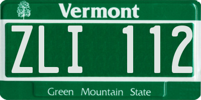 VT license plate ZLI112