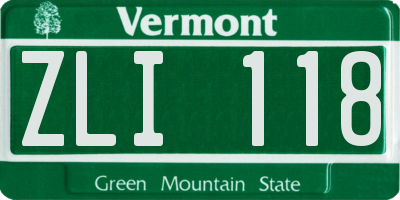 VT license plate ZLI118