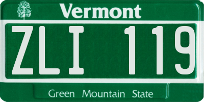 VT license plate ZLI119