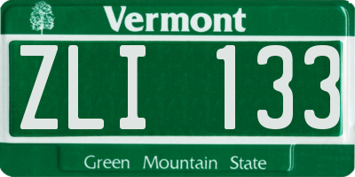 VT license plate ZLI133