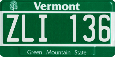 VT license plate ZLI136