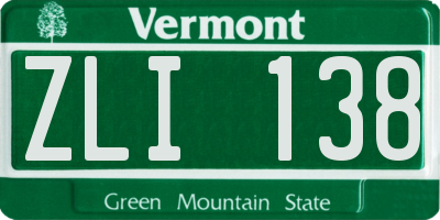 VT license plate ZLI138