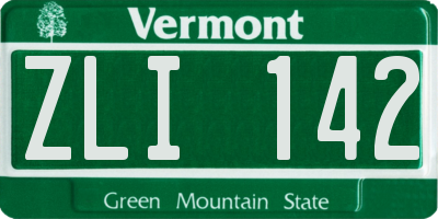 VT license plate ZLI142