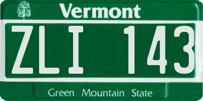 VT license plate ZLI143