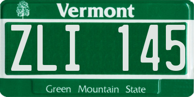 VT license plate ZLI145