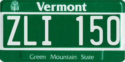 VT license plate ZLI150
