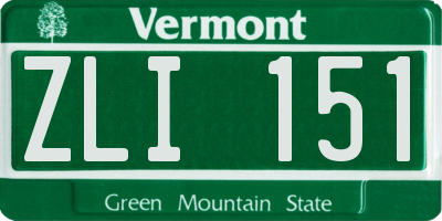 VT license plate ZLI151