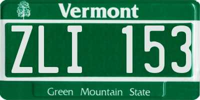 VT license plate ZLI153